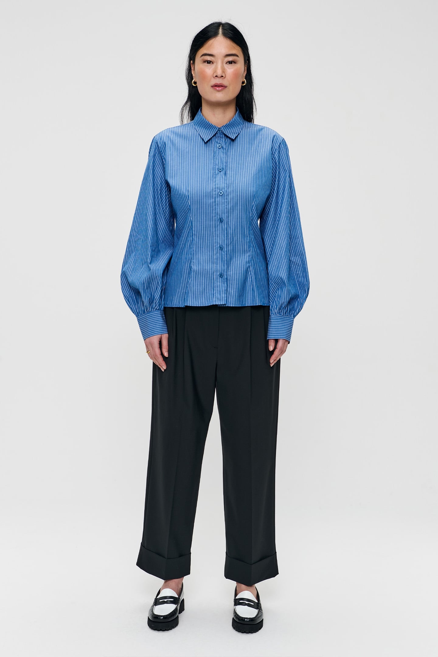 FITTED PUFF SLEEVE SHIRT OCEAN BLUE 3