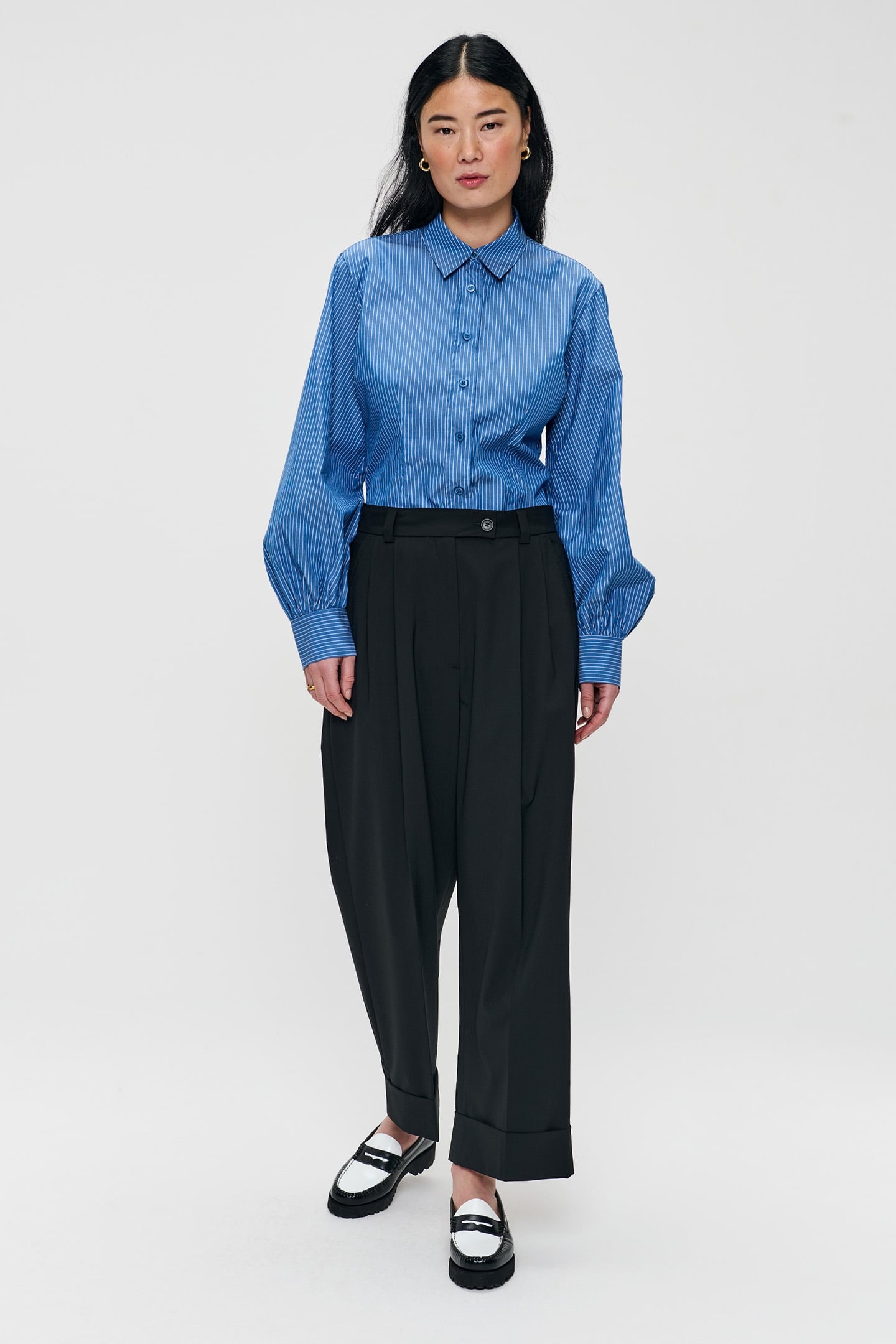 FITTED PUFF SLEEVE SHIRT OCEAN BLUE 4