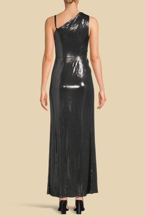 MARCIANO BY GUESS NAOMI MONOSHOULDER GUNMETAL MAXI DRESS MUL 2