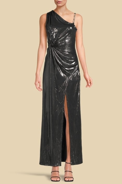 MARCIANO BY GUESS NAOMI MONOSHOULDER GUNMETAL MAXI DRESS MUL 1