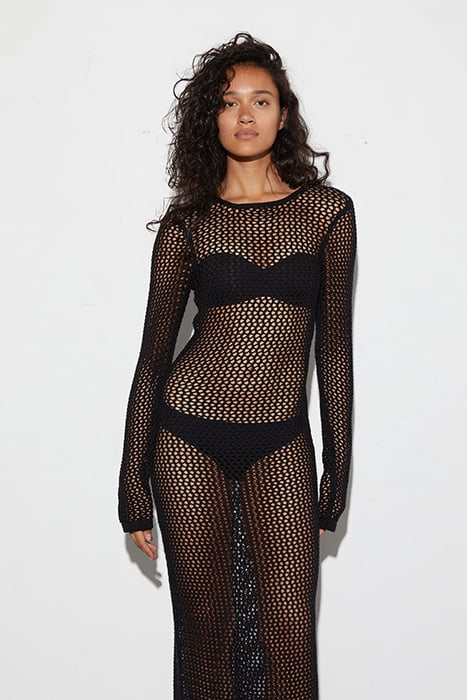 KNITTED CROCHET DRESS BLACK 4