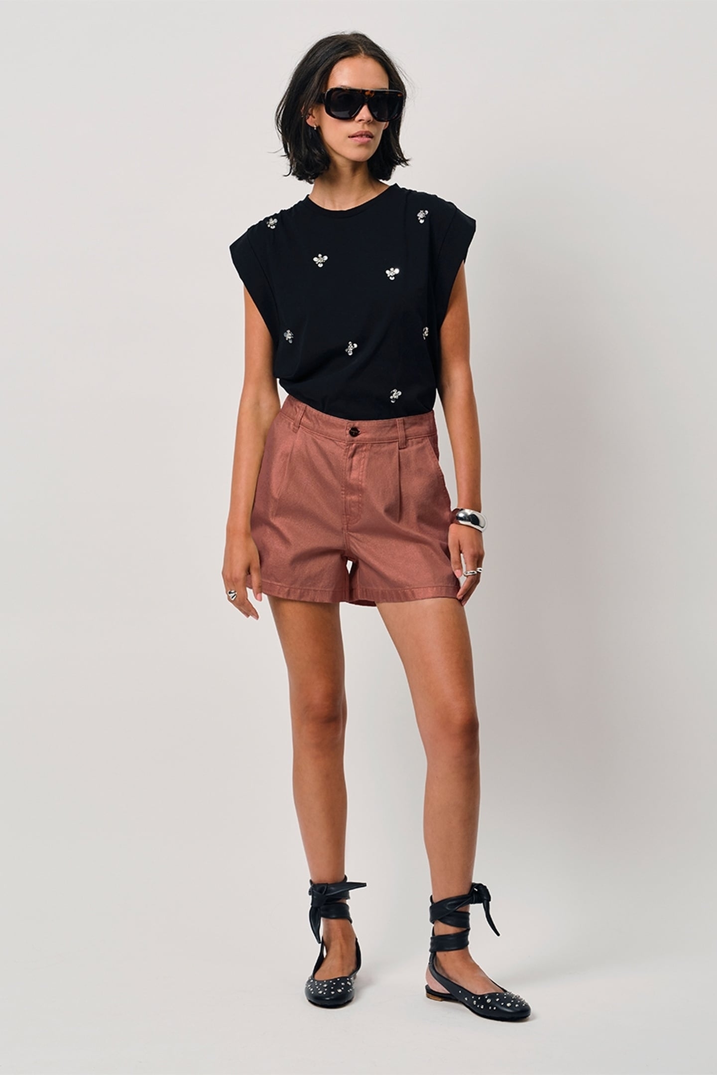 VERALYN METALLIC JEANS SHORTS ROSE METALLIC 1