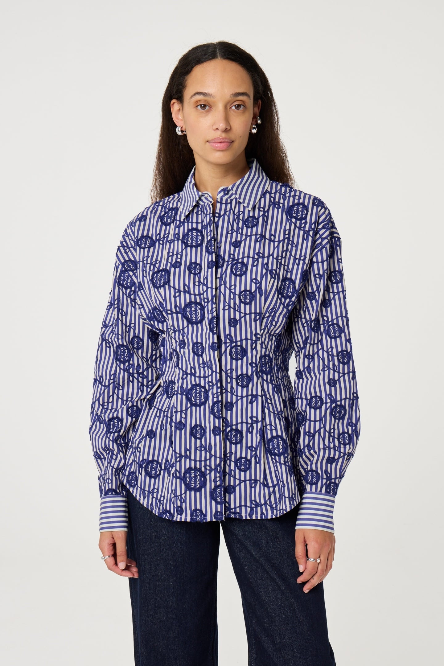 ROSINA BLOUSE COSY WHITE/ROYAL COBALT 2