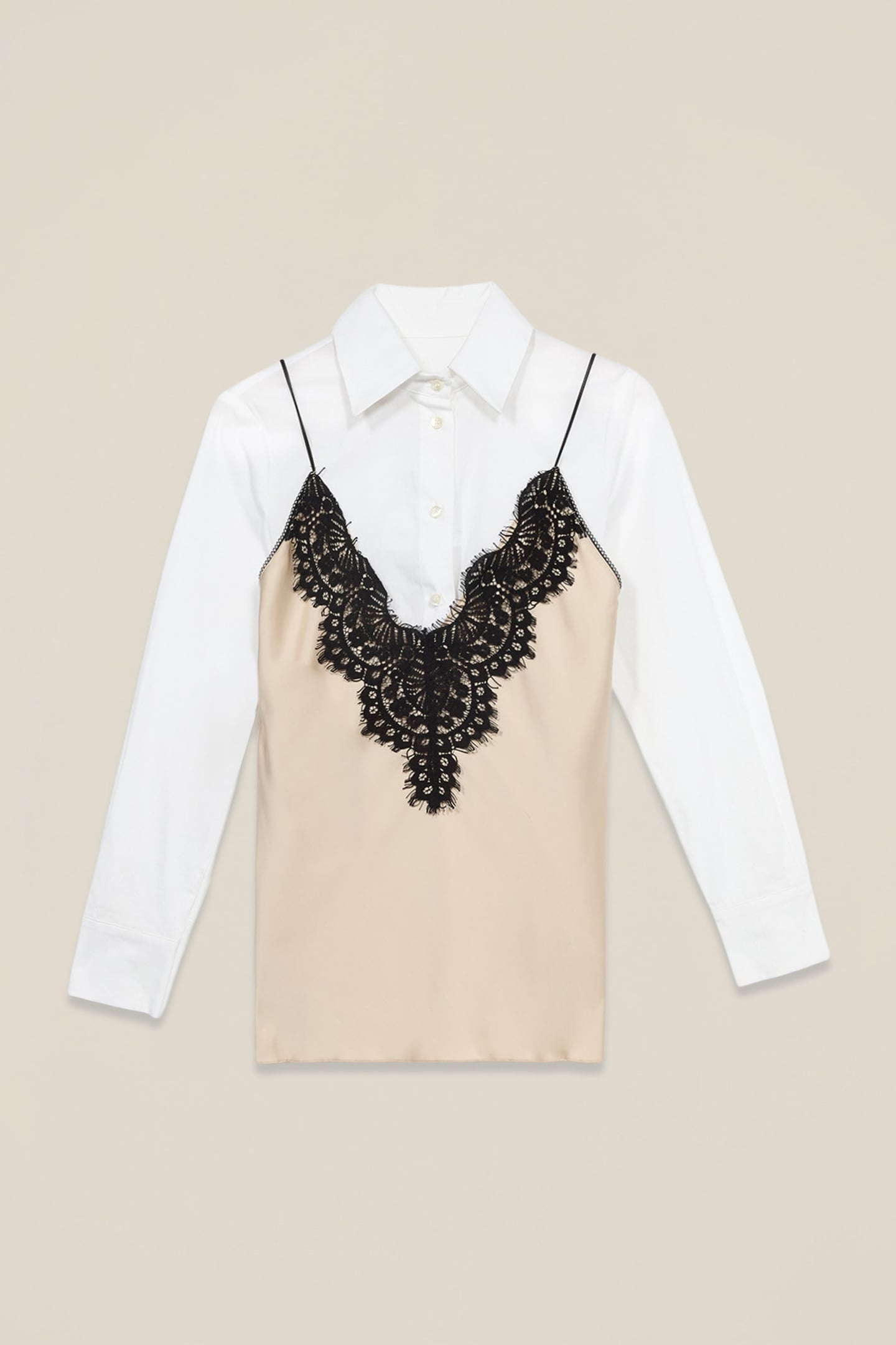 TWO-MATERIAL SHIRT WITH LACE WHITE 3