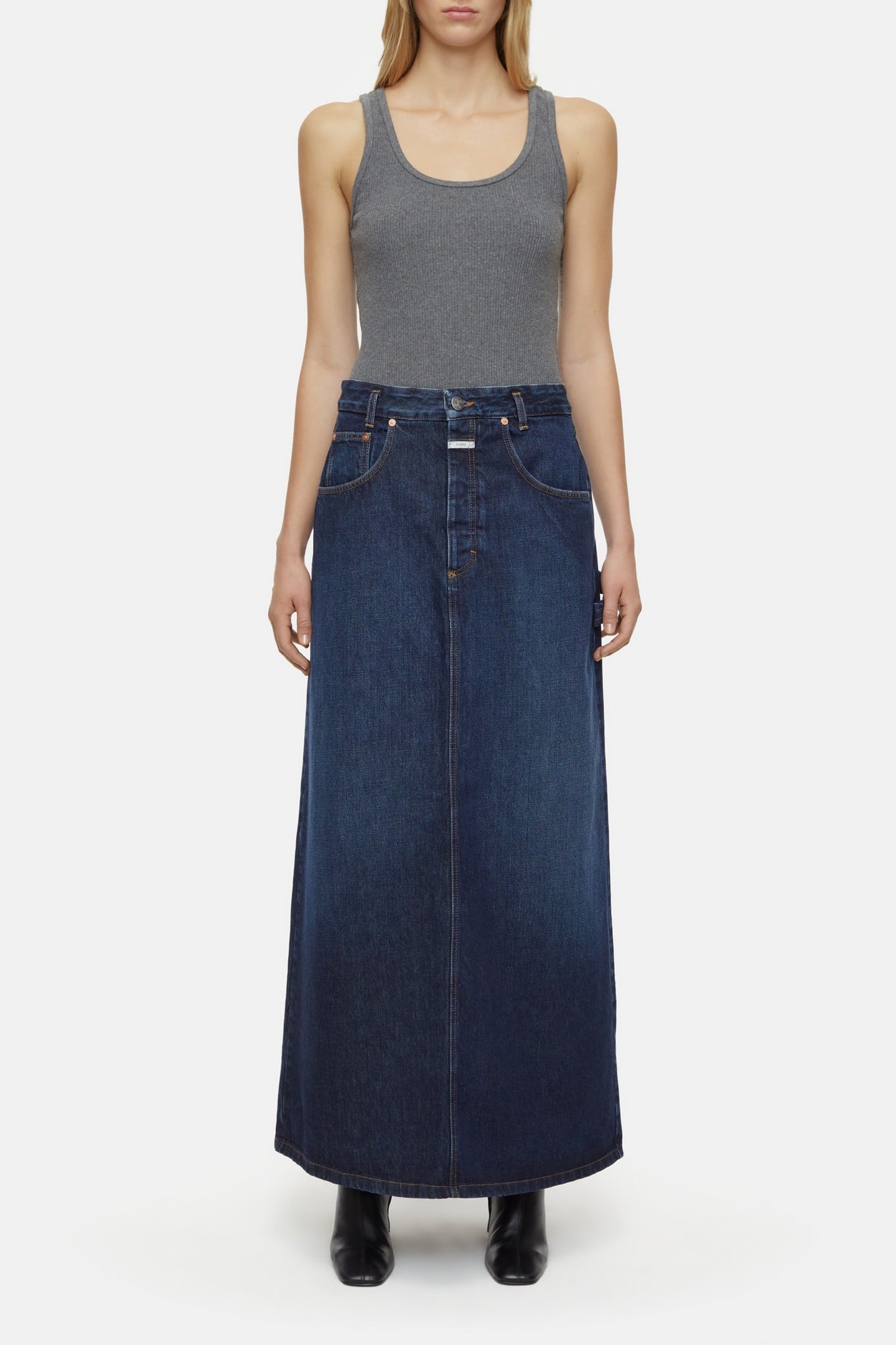 LONG 5-POCKET SKIRT DARK BLUE 1